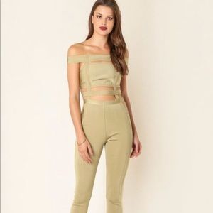 It’s everything couture bandage jumpsuit * olive